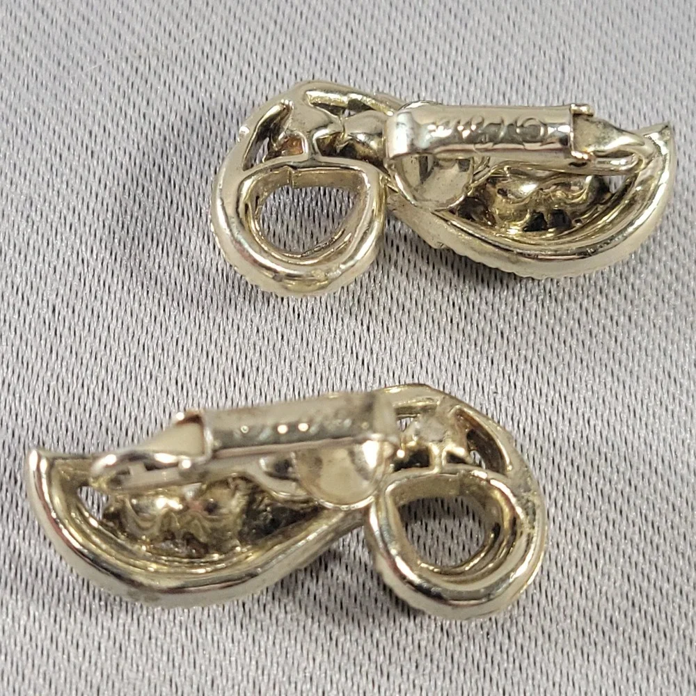 Vintage‎ Coro Gold Tone Honey Cognac Rhinestone Swirl Clip On Earrings